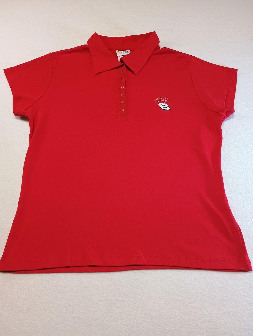 NASCAR Y2K Vintage Women's Red Polo Top with Embroidered Logo